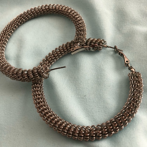 Unique Hoop Silver Earrings - Picture 4 of 4